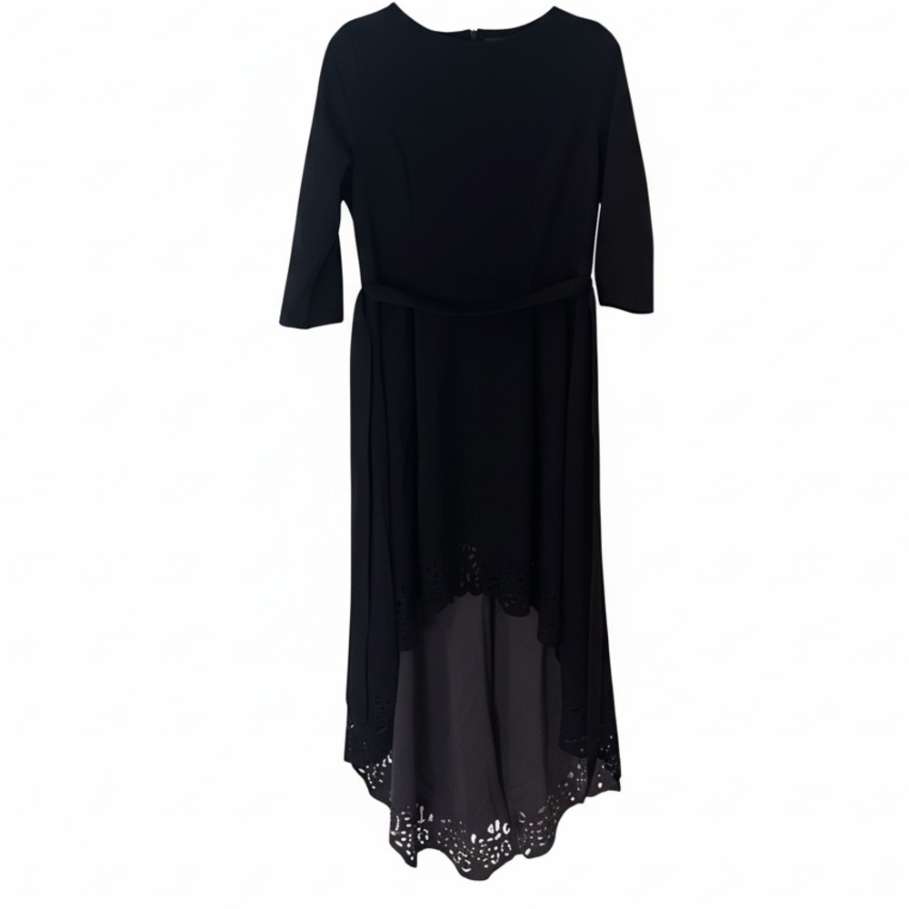 Milumia Elegant Navy High-Low Dress with Eyelet Hem NWT US L